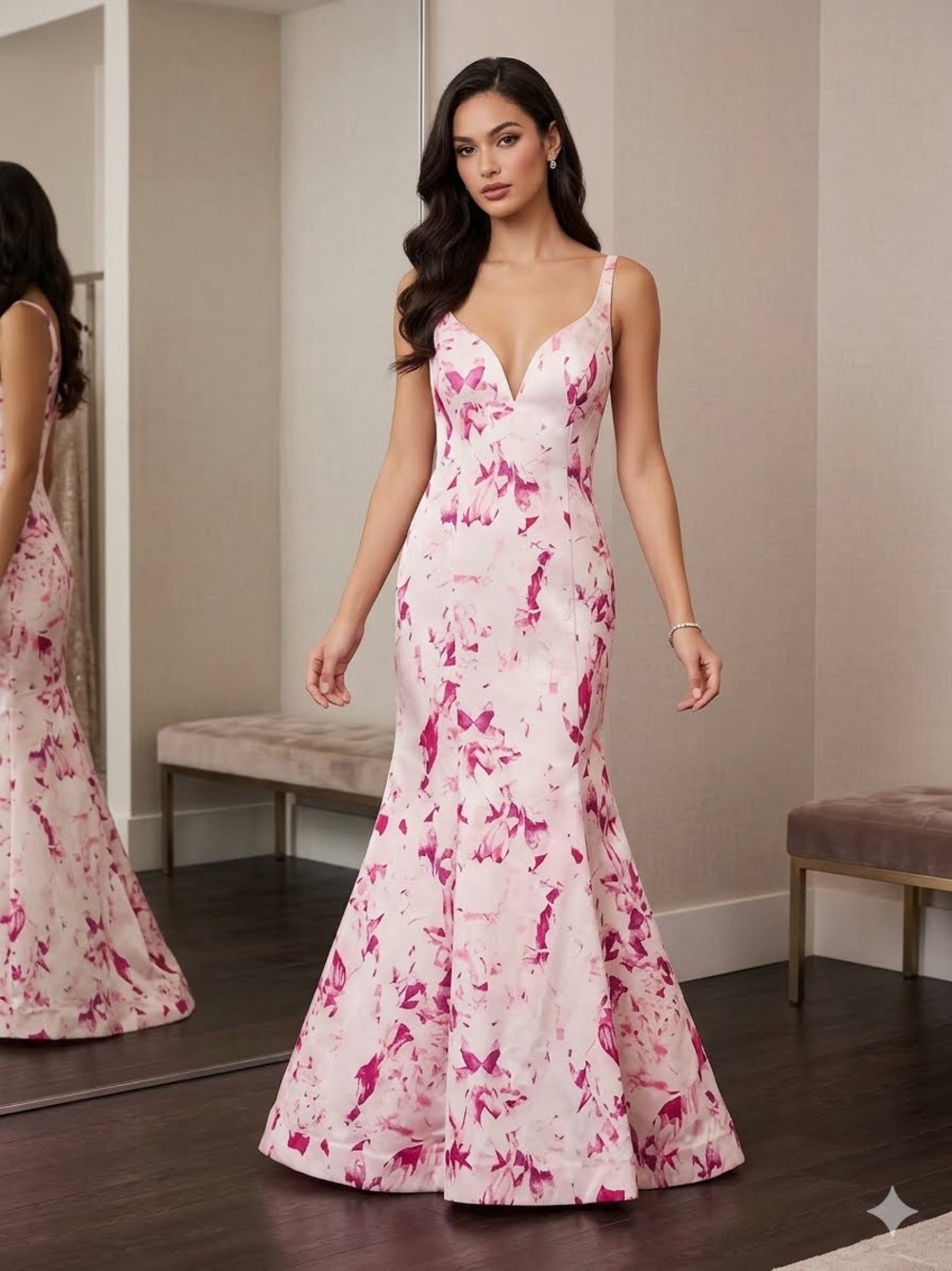 As It May Blush Pink Floral V-Neck Dress
